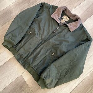 Vintage L.L. Bean Fleece Lined Soft Shell Jacket Dark Green Size Large Men's
